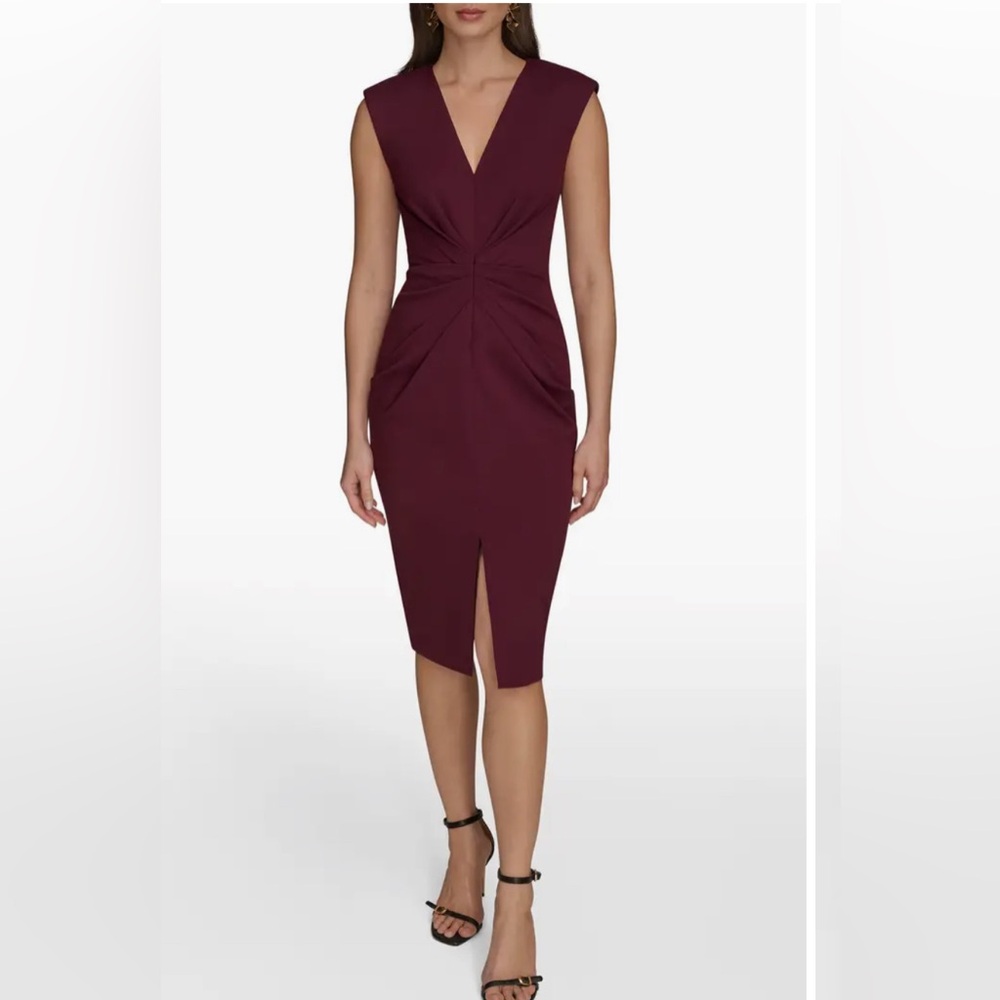 Donna Karan Center Ruched Crepe Sheath Dress